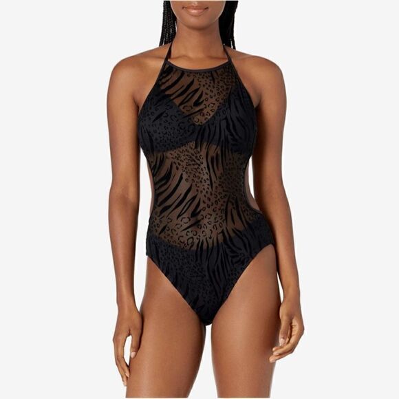 KENNETH COLE NY Sheer Pleasure Bandeau One Piece Black Swimsuit • MSRP $168 - Picture 7 of 12